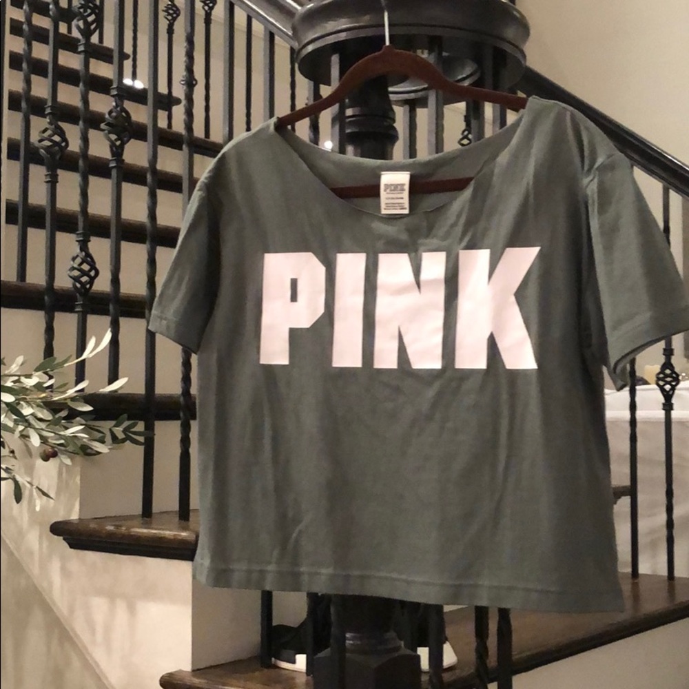 PINK Victoria secret green tshirt